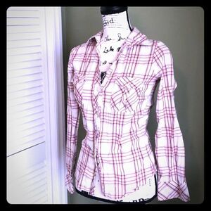 Plaid Pinky long sleeve shirt Juniors Small